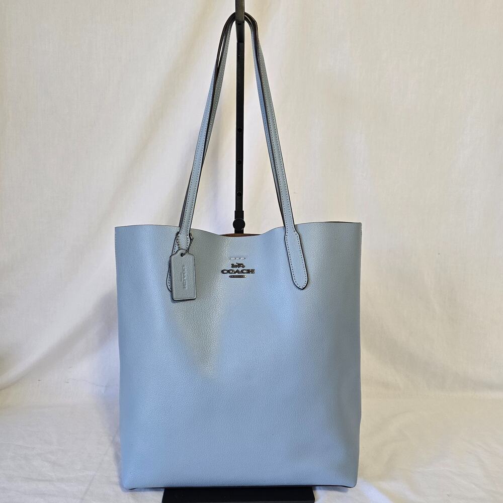 Coach Leather Thea Tote Bag Cornflower Blue 12" x 5" x 14" Style CP037